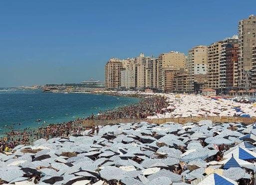 ارتفاع الحرارة يدفع الآلاف إلى الشواطئ بالإسكندرية.. ونسب الإشغال تلامس 100%