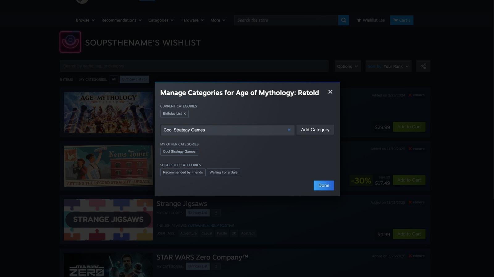 Steam adds handy gifting and wishlist updates