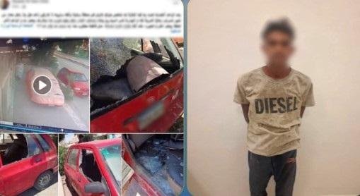 ضبط شخص لتحطيمه سيارة معلمة بعصا خشبية أمام مسكنها في السويس