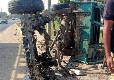 إصابة 6 أشخاص إثر انقلاب سيارة بمنطقة الصف
