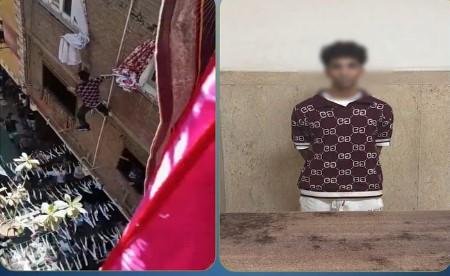 احتفالا بزفاف جاره.. ضبط شخص تسلق ماسورة غاز ورقص عليها بالجيزة