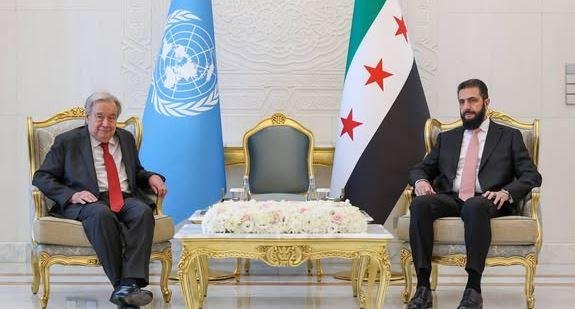أحمد الشرع يبحث مع جوتيريش دعم جهود التعافي المبكر وإعادة الإعمار في سوريا