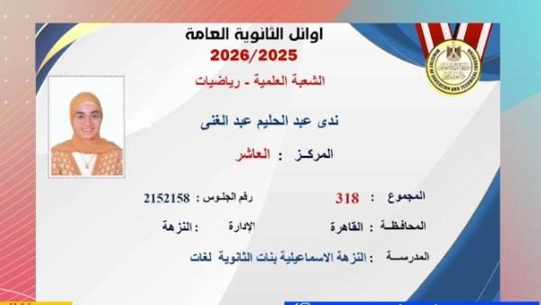 "طايرة من الفرحة".. ندى عبد الحليم العاشرة على علمي رياضة: والداي أكبر الداعمين لي