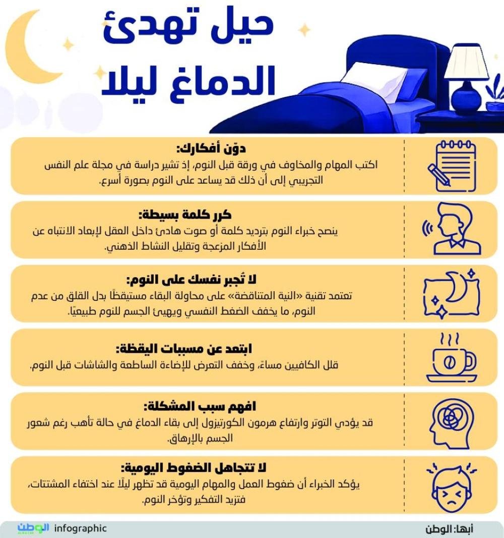 حيل تهدئ الدماغ ليلا