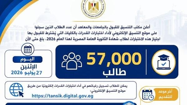 التعليم العالي: 57 ألف طالب يسجلون لأداء اختبارات القدرات
