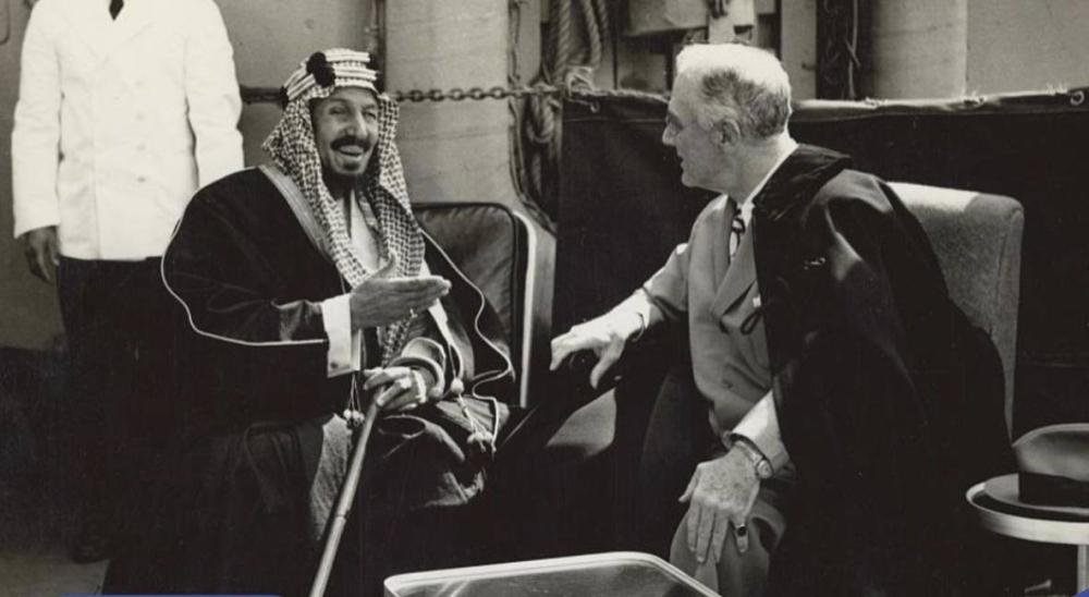 الملك عبد العزيز وروزفلت في لقاء كوينسي 1945:  80 عاما من الثبات على المبدأ الفلسطيني