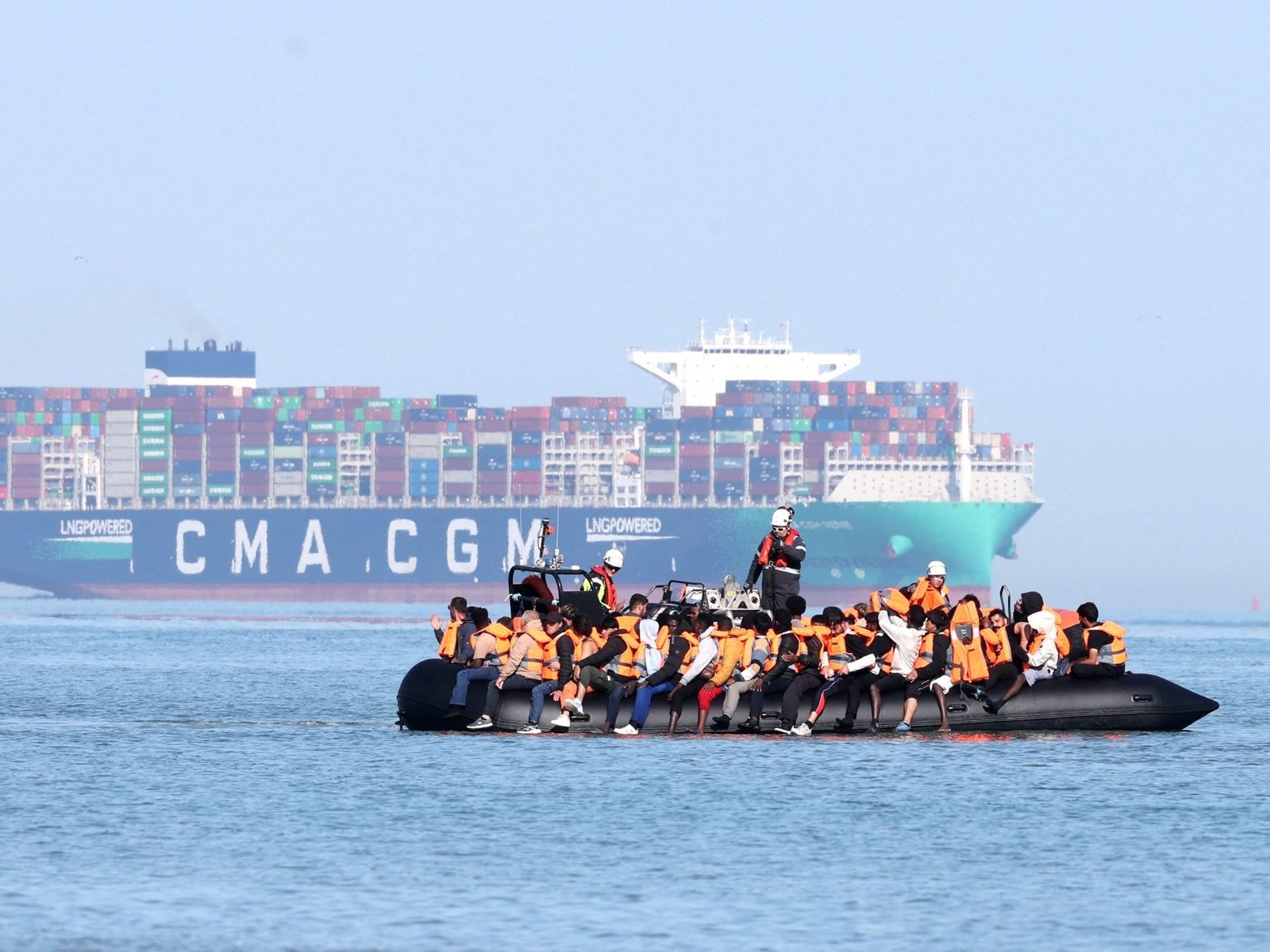 More than 150 people rescued in English Channel after boat catches fire