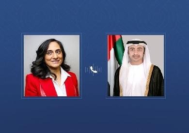 وزير الخارجية الإماراتي يبحث هاتفياً مع نظيرته الكندية العلاقات الثنائية